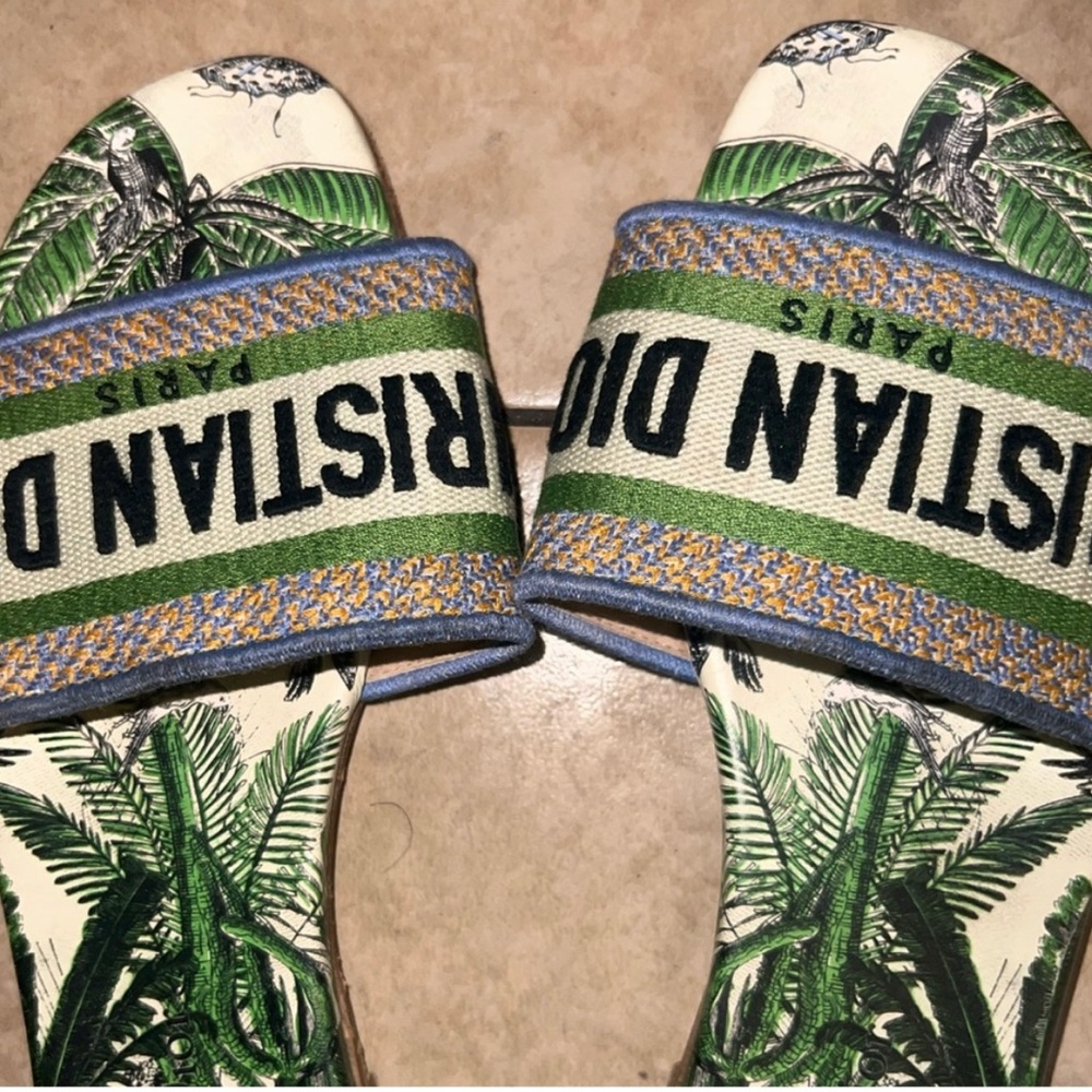 Authentic Canvas Embroidered Tropicalia Dway Mules Slide Sandals 39.5// 40